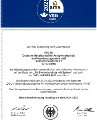Zertifikat VBG: Arbeitsschutz auf Basis des AMS-Arbeitsschutz - NLF / ILO-OSH 2001